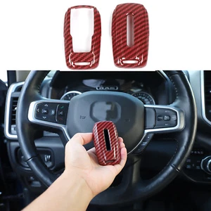 Funda protectora para llavero de fibra de carbono roja para Dodge Ram 1500 2018+ - Imagen 1 de 8