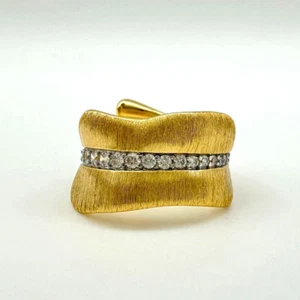 Brushed Finish Banana Leaf-Shaped Adjustable Open Ring Cocktail Unique jewelry - Picture 1 of 4