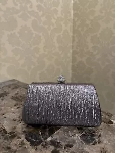 Silver Metallic 6 1/2 x 4 3/4 x 2 Cluch Purse with silver chain strap - Picture 1 of 5