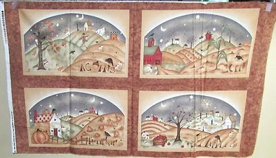 1 Pretty OOP "Harvest Town" Fabric Quilting/Wallhanging Crafting Panel - Image 1 of 3