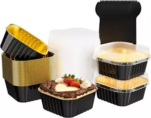 25 Pack Square Mini Cake Pans with Lids,Mini Loaf Pans with Lids,Aluminum Foil B - Picture 1 of 12