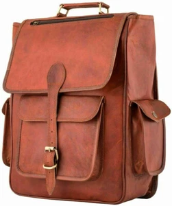 Mochila de cuero real de 16 pulgadas Bolso de hombro Oficina Laptop Mochila Bolsos escolares - Imagen 1 de 6