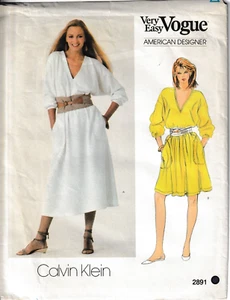 1982 Vintage Vogue Sewing Pattern 2891 Calvin Klein Loose Fit Dress 8-10 UNCUT - Picture 1 of 1