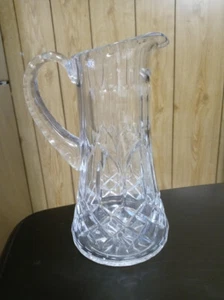 VINTAGE CRYSTAL CLEAR Tankard Pitcher 10" Tall - Picture 1 of 8