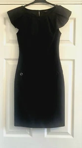 Ted Baker Black Occasion Party Pocket Frill Neck Wool Pencil Dress Size 0 6 - Picture 1 of 10