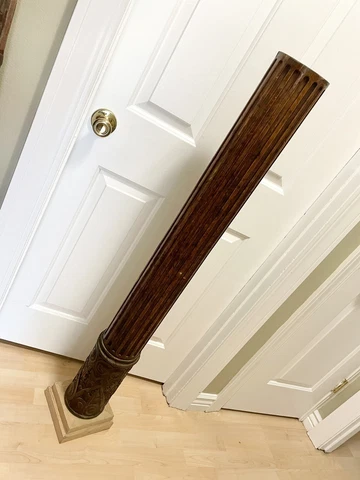 Single Antique Craftsman Fluted Oak Architectural Column Cover
