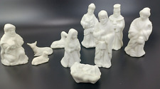 Vintage White Ceramic Nativity Scene Set of 10 Pieces Figures Christmas Faith