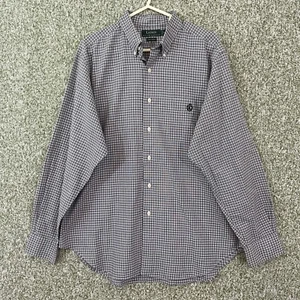 Camisa Lauren Ralph Lauren Hombre Grande 16 1/2 Verde Cuadros Clásica Cresta Abotonada - Imagen 1 de 8