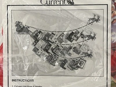 Kit de exhibición colgante de tarjetas de Navidad de colección Papá Noel y renos troquelado vintage 1989 Foto 1 de 3