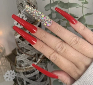 Set unghie finte pressate rosso San Valentino Diamante XXL - Foto 1 di 2