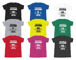 Personalised Kids Birthday T-Shirt Awesome Age 4th 5th 7th 9th 10th 16th 18th - Picture 1 of 14