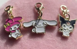 Sanrio Hello Kitty Gold Swivel Charms Kuromi Cinnamoroll & My Melody Set Of 3 - Picture 1 of 7