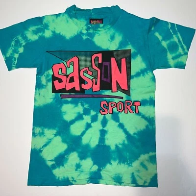 Винтажная футболка с одним стежком наковальня Sasson спортивная графическая молодежная средний размер США TyeDye - Изображение 1 из 4