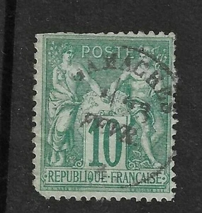 FRANCIA 1876 - SALVIA Tipo 1 - 10c Verde sobre Verdoso - Sc #68 - GAMACHES usados (#2) - Imagen 1 de 2