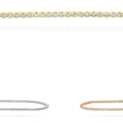 Brazalete Tenis 7" Oro 10K Diamante Natural 1.20CTW Amarillo Blanco Rosa 2.5mm Foto 1 de 4