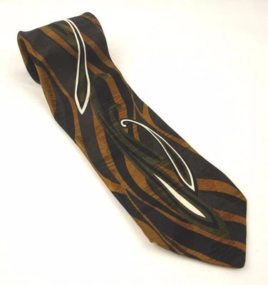 Corbata Bachrach Negro Cobre Verde Paisley Rayas Italia Foto 1 de 4