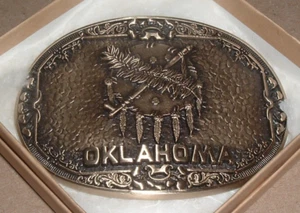 Award Design Medals ADM Oklahoma Belt Buckle Solid Brass with Box - Picture 1 of 3