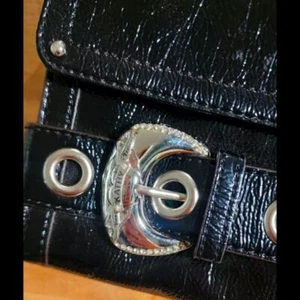 *RARE New* Glossy Black Wrist Bag Y2K BroHoe Vintage ♡ Kathy Van Zeeland - Picture 1 of 13