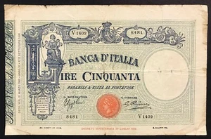 50 LIRE matrice fascio  21 03 1933  taglietti lotto 1701 - Picture 1 of 2