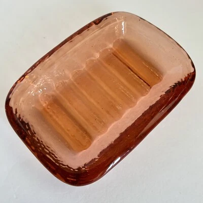 Saboneteira de vidro reciclado fogo e luz laranja cobre - Imagem 1 de 4