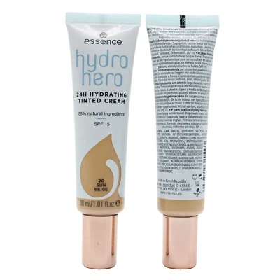 1x Essence Hydro Hero 24H Hydrating Tinted Cream LSF 15 20 Sun Beige 30ml - NEU - Bild 1 von 2