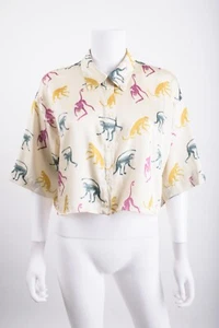 Chemise femme Zara imprimé singe animal crop top safari zoo S multicolore neuve avec étiquette - Photo 1 sur 8