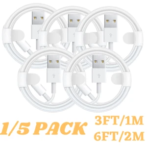 Lot de câbles de chargeur rapide 1/5X pour iPhone 14 13 12 11 8 7 6 cordon de charge USB 3/6 pieds - Photo 1 sur 18
