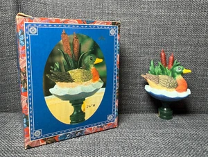 Vintage Polystone Ente Stockente Lampe Top Ornament mit Original Box - Bild 1 von 5