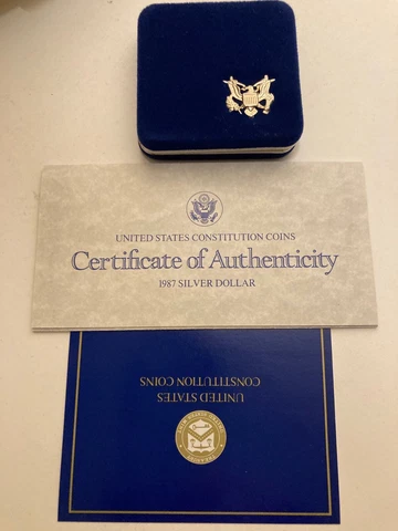 5 Separate 1987 Constitution Commemorative Proof Coins Silver Dollars Cover