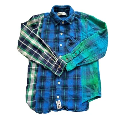 Camisa de franela reconstruida personalizada para niños única en su clase algodón a cuadros talla 1 8-10 retazos Ralph Foto 1 de 4