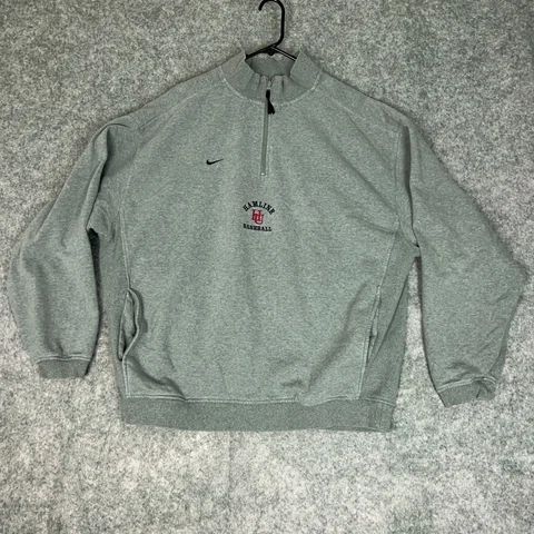 Hamline Pipers Mens Sweater Extra Large Gray 1/4 Zip Sweatshirt NCAA Baseball Cover