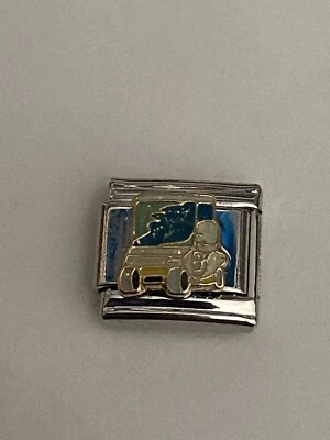 Carro de golf con detalles brillantes - eslabón de 9 mm para pulsera italiana con dije Foto 1 de 4