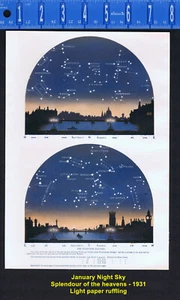 Astronomy - The Stars for January in the Night Sky - Constellations-1931 Print - Picture 1 of 1