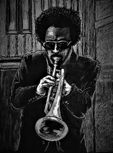 Jazz Trumpet Player, New Orleans Trumpet Player, Jazz Art Print, New Orleans Art - Bild 1 von 2