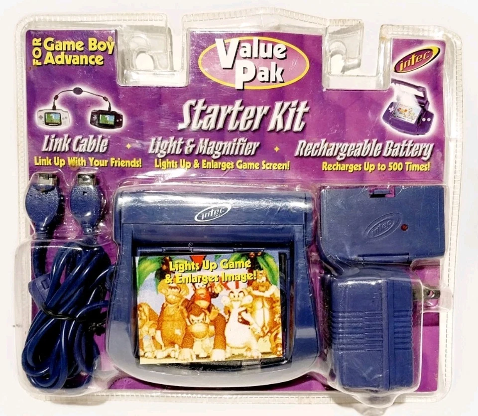 INTEC VALUE PACK GAMEBOY ADVANCE ~ 3 LINK CABLE LUPA BATERÍA RECARGABLE  Foto 1 de 2