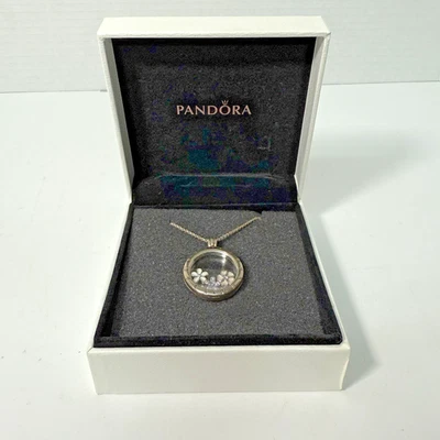 Pandora Plata Esterlina Flotante Margarita Dije Collar S925 ALE 29 Pulgadas Foto 1 de 4