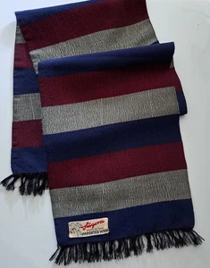 Vintage 60/70s Men's Fringed Striped Wool Scarf (702E) - Picture 1 of 3