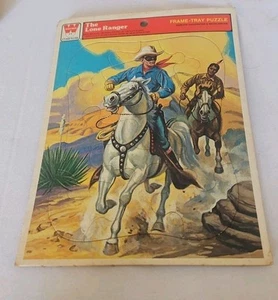 Rompecabezas de bandeja con marco "The Lone Ranger" 1951 de colección, niños probado por Whitman EE. UU. - Imagen 1 de 4