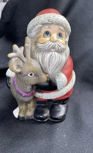 Weihnachtsmann Rentier leuchtet spielt Musik A.T.P. Weihnachtsdeko Claus 1990 süß - Bild 1 von 10