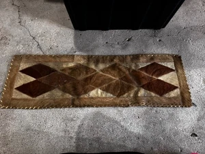 Vintage Handarbeit Rindsleder/Tier Patchwork Kunst Wandteppich Ranch rustikal Ms0 - Bild 1 von 12