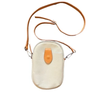 Divina Firenze Amanda Crossbody Handytasche Handtasche Beige Pebbled Leder Italy - Bild 1 von 15