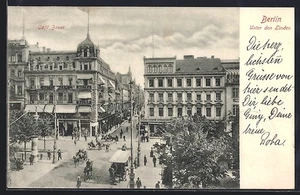 Berlin, Ansichtskarte, Unter den Linden, Café Bauer, Straßenszene 1905 - Picture 1 of 2
