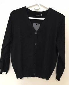 Kojooin Damen Strickjacke Cropped Crop Top Schwarz Pullover Knöpfe XL NEU - Bild 1 von 5