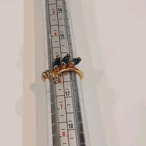 Vintage Cocktailring goldfarben mit königsblauen Steinen Größe 6,5 - Bild 1 von 4