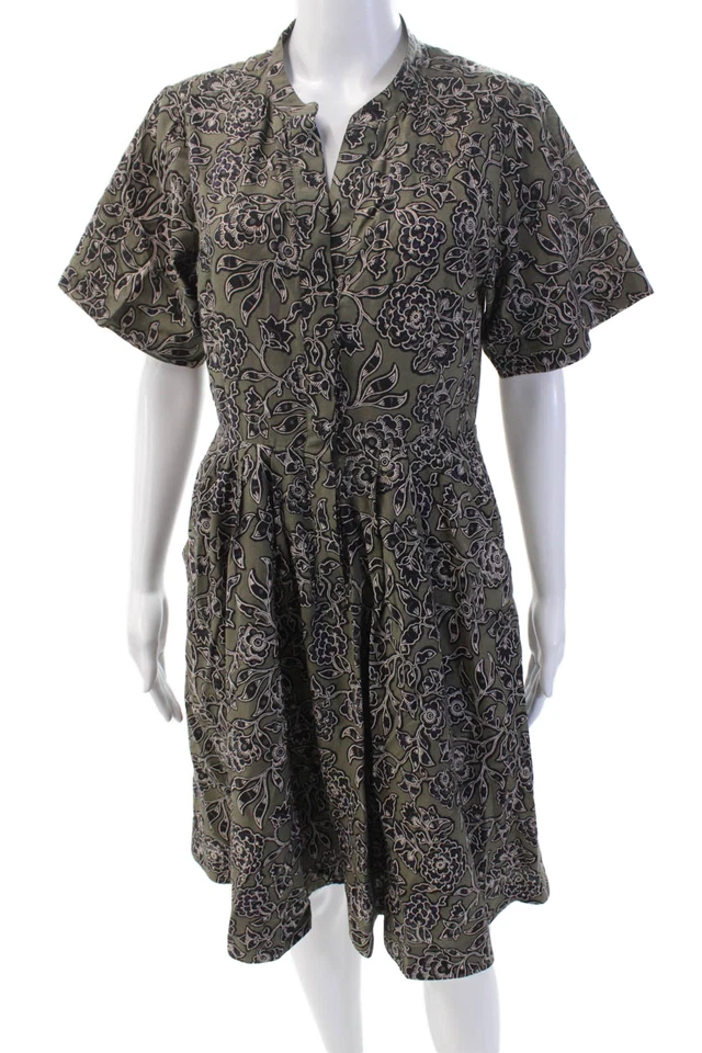 Vestido ALC para mujer de algodón floral plisado detalle de cintura abotonado verde talla 6 Foto 1 de 4