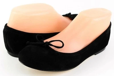 $225 New DELMAN FAYE Black Suede Designer Shoes Comfort Bow Ballet Flats 6 - Image 1 of 4