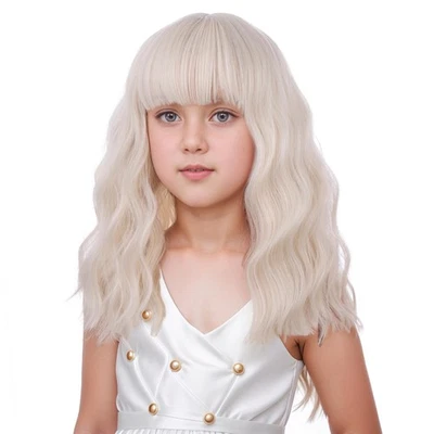 kids White Blonde Wig Girls Short Light Blonde Wavy Curly Wigs Chil... Fast Ship - Image 1 of 4