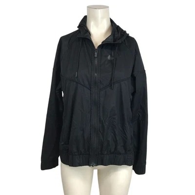 NIKE - JAQUETA FEMININA MÉDIA - PRETA COM ZÍPER COMPLETO POLIÉSTER LEVE 88349 - Imagem 1 de 4