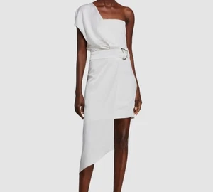 Cushnie abito donna bianco senza maniche monospalla cintura alto basso taglia 0 - Foto 1 di 7