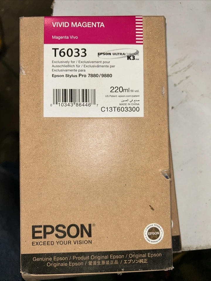  GENUINO EPSON T6033 VÍVIDO MAGENTA 220 ml TINTA STYLUS 7880 9880 T6033 29/06/19 Foto 1 de 1